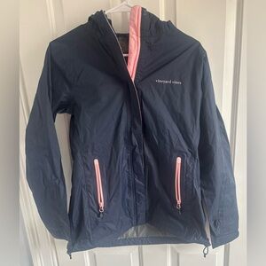 Vineyard Vines Martha’s Vineyard Navy and Pink Hooded Rain Jacket size XS